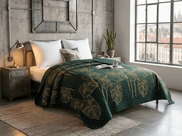 Pregrinjalo za posteljo VENECIA temno zeleno Dimenzije: 170 x 210 cm