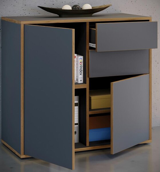 MID.YOU Komoda Salia B80, Antracit, Barva Hrasta