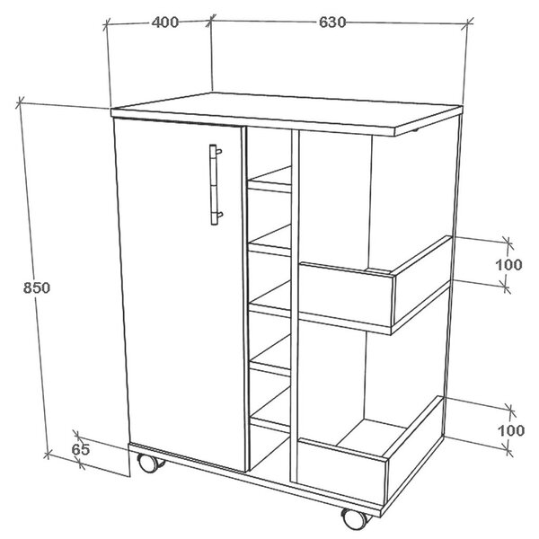 MID.YOU Servirni Voziček Esilo M, Bela