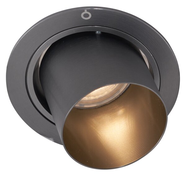 Komplet 6 modernih vgradnih reflektorjev Gunmetal GU10 50mm okrogli nagibni - Installa