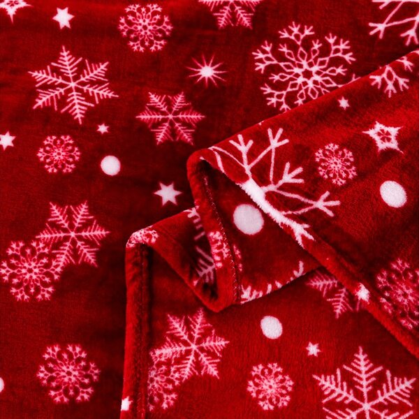 Rdeča božična mikropliš odeja SNOWFALL Dimenzije: 200 x 220 cm