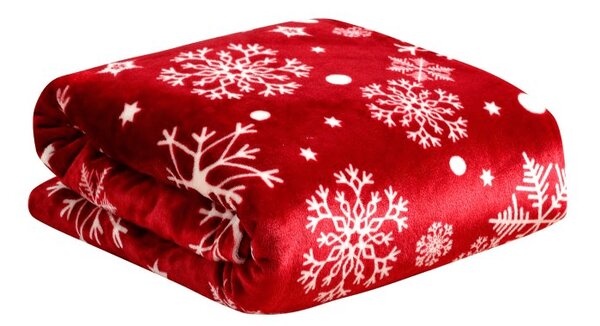 Rdeča božična mikropliš odeja SNOWFALL Dimenzije: 200 x 220 cm