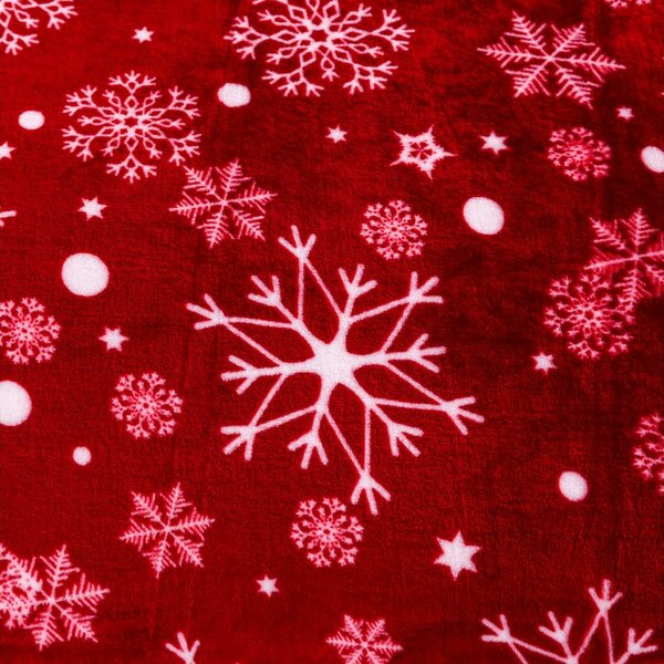 Rdeča božična mikropliš odeja SNOWFALL Dimenzije: 200 x 220 cm