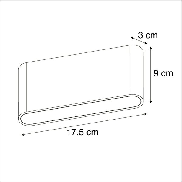 Komplet 2 zunanjih stenskih svetilk temno siva 17,5 cm vključno z LED - Batt