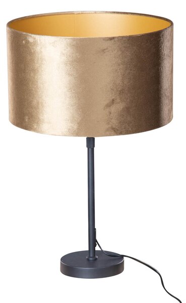 Namizna svetilka črna z žametnim odtenkom bronaste barve 35 cm - Parte