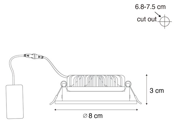Komplet 6 vgradnih reflektorjev črne barve, nagibni 8,2 cm, vklj. LED Dim to Warm IP54 Ultra Slim - Pupil
