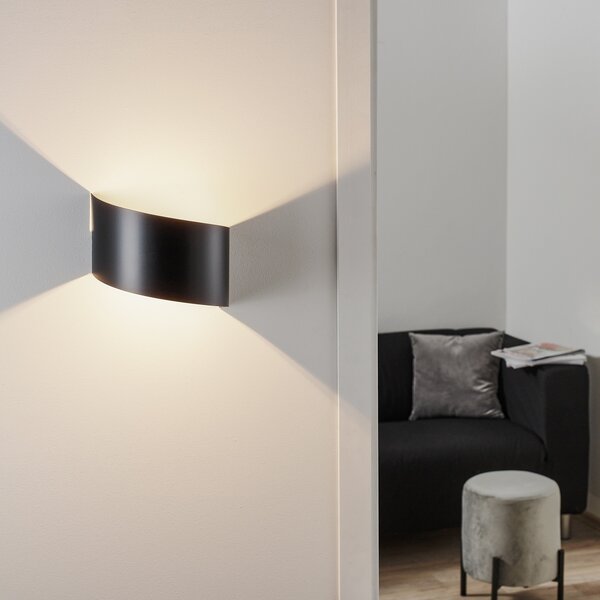 EMIBIG LIGHTING Stenna svetilka Vero iz lakiranega jekla, črna, zatemnjen, Črna, Dnevna soba / jedilnica, Kovina, Sodobni