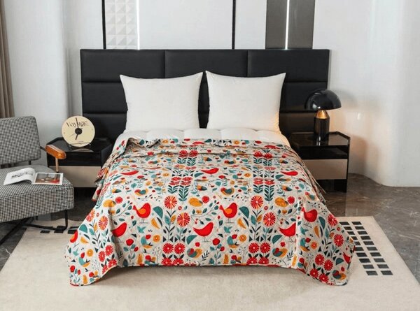 Pregrinjalo za posteljo RETRO BIRD barvno Dimenzije: 170 x 210 cm