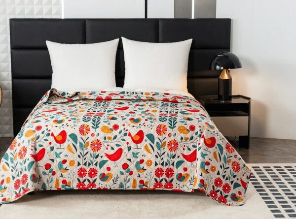 Pregrinjalo za posteljo RETRO BIRD barvno Dimenzije: 170 x 210 cm