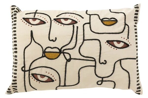 J-Line Bombažna dekorativna blazina J-Line Faces 68 x 40 cm