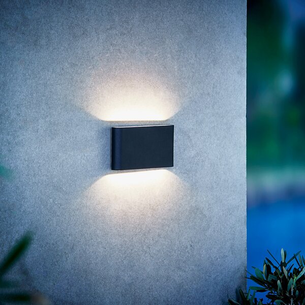 Nordlux Kinver LED zunanje stensko svetilo, ravne oblike, črno, Črna, Kovina, Sodobni
