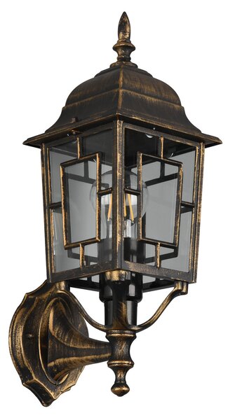 Trio Lighting Zunanja stenska svetilka Volturno, zgornja vtičnica, antična barva rje, zatemnjen, Rjava / rjasta, Aluminij, Antični
