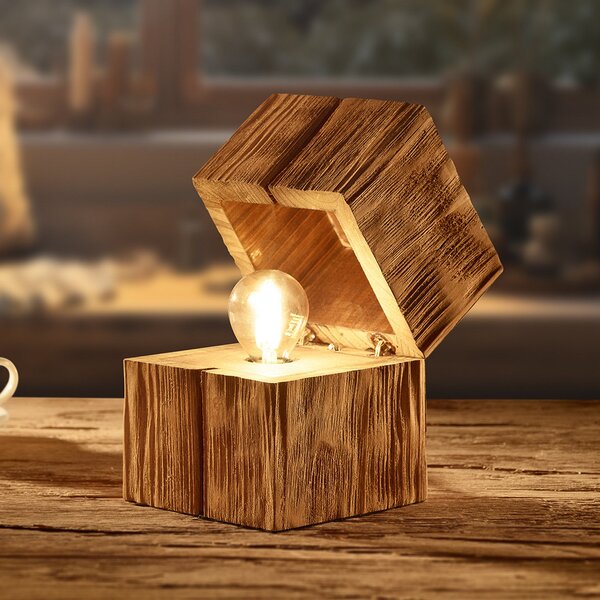 Trio Lighting Namizna svetilka Treasure, naravni premaz, les, na tečajih, Les, Dnevna soba / jedilnica, Les