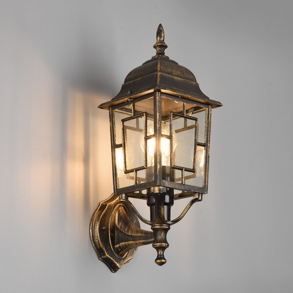 Trio Lighting Zunanja stenska svetilka Volturno, zgornja vtičnica, antična barva rje, zatemnjen, Rjava / rjasta, Aluminij, Antični