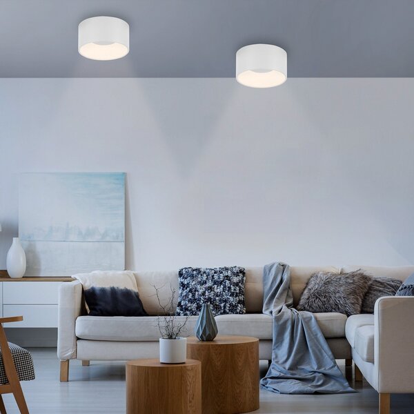 JUST LIGHT. GmbH Tanika LED stropna svetilka, bela, Ø 16 cm, z možnostjo, zatemnjen, Bela, Dnevna soba / jedilnica, Plastika, Sodobni