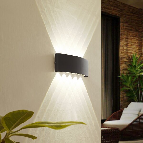 Lindby LED zunanja stenska svetilka Ithan, 5-žarilna, antracitna, 27 cm, Črna, Aluminij, Sodobni