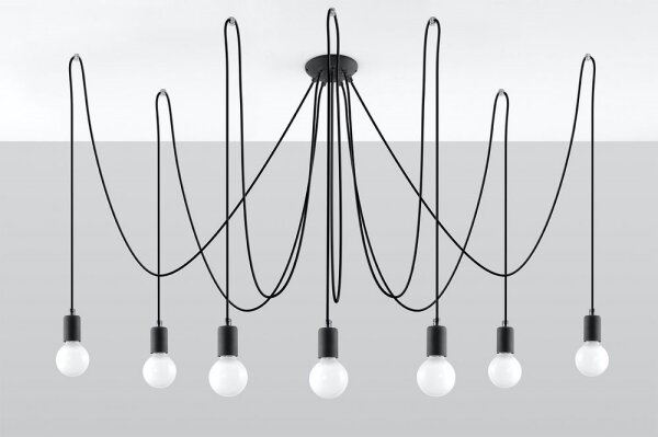 Sollux SL.0372 - Lestenec na vrvici EDISON 7 7xE27/60W/230V pajek črna