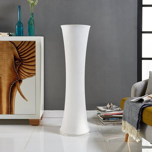 Lindby Talna svetilka Liana, višina 123 cm, bela, tekstil, Bela, Dnevna soba / jedilnica, Tkanine / tekstil, Sodobni