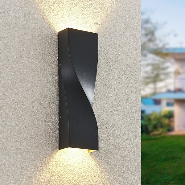 Lucande LED zunanje stensko svetilo Tibelya, antracit, navzgor/navzdol, IP65, Črna, Aluminij, Sodobni