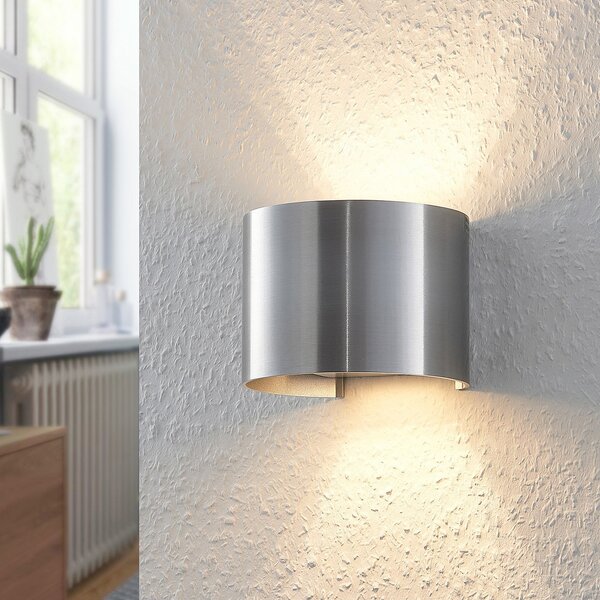 Arcchio stenska svetilka Zuzana, okrogla, aluminijaste barve, G9, širine 13 cm, zatemnjen, Kovinska, Dnevna soba / jedilnica, Aluminij, Sodobni