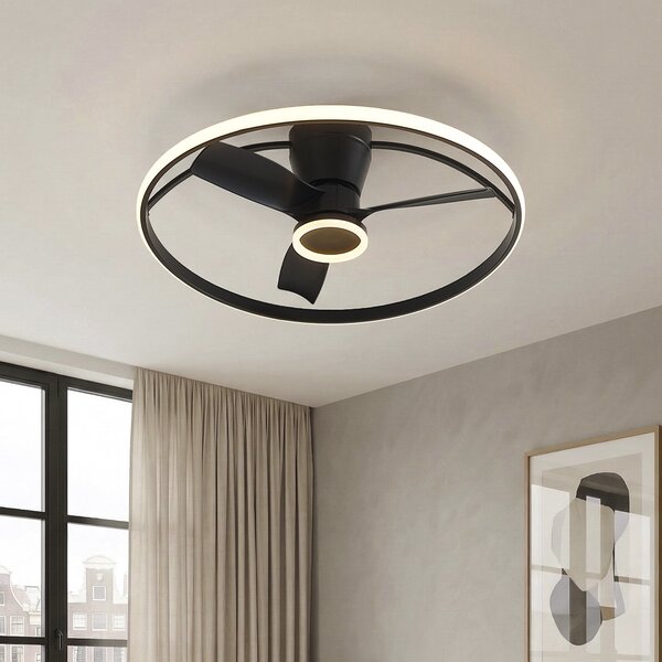 Stropni ventilator črn vklj. LED z daljinskim upravljalnikom - Steer