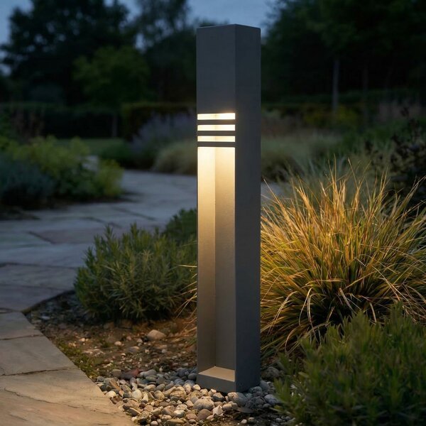 Lucande LED-ulična svetilka Oxido, antracitna, višina 80 cm, IP44, Črna, Nerjaveče jeklo, Sodobni
