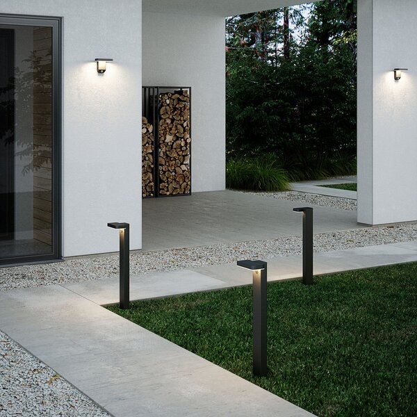 Nordlux LED-solarna stenska svetilka Rica Square, kvadratna, Črna, Plastika, Sodobni, Solarne luči