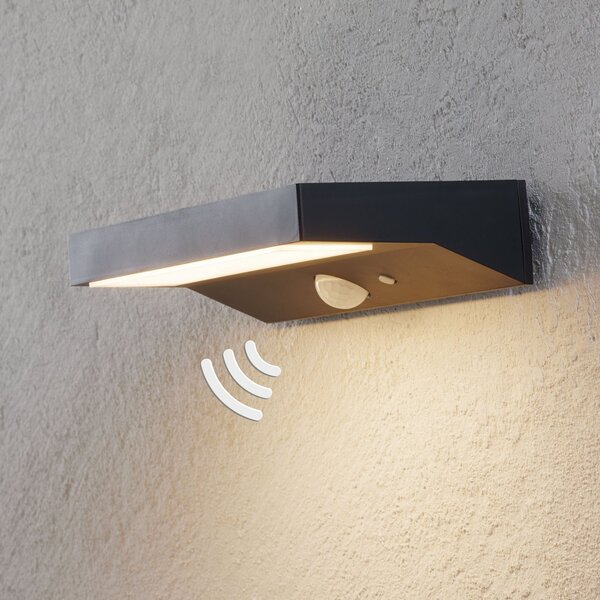 Lindby LED-Solar-Außenwandleuchte Maresia, senzor, antracit, Siva, Plastika, Sodobni