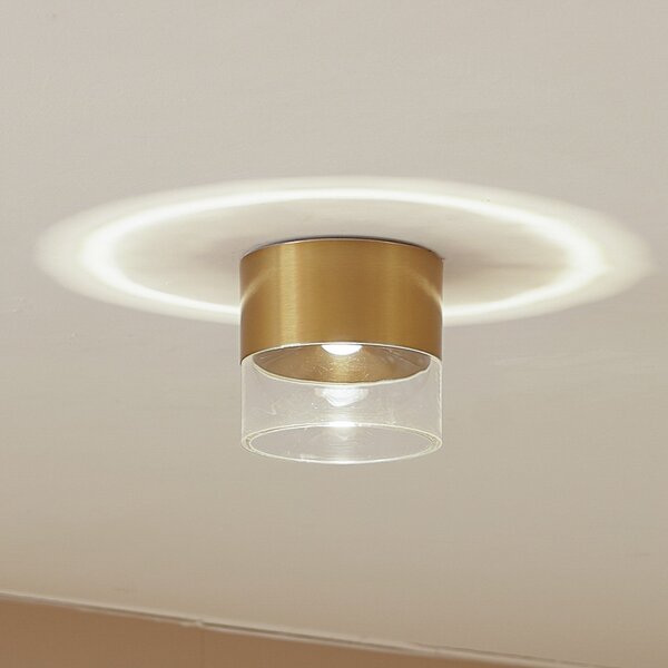 Lindby LED stropna svetilka Dalila, zlata, Ø 10 cm, aluminij, Zlata / medeninasta, Dnevna soba / jedilnica, Aluminij, Sodobni