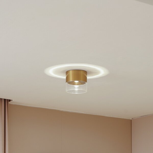 Lindby LED stropna svetilka Dalila, zlata, Ø 10 cm, aluminij, Zlata / medeninasta, Dnevna soba / jedilnica, Aluminij, Sodobni