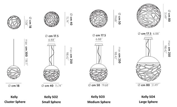 LodesLodes - Kelly SO2 Small Sphere Obesek Svetilka Bela Lodes