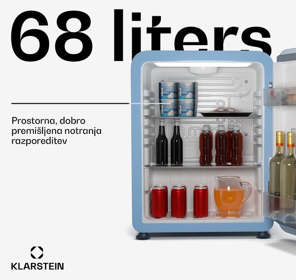 Klarstein Audrey Evo mini hladilnik, 68 l, retro dizajn, tihi, kompakten, 3 barve