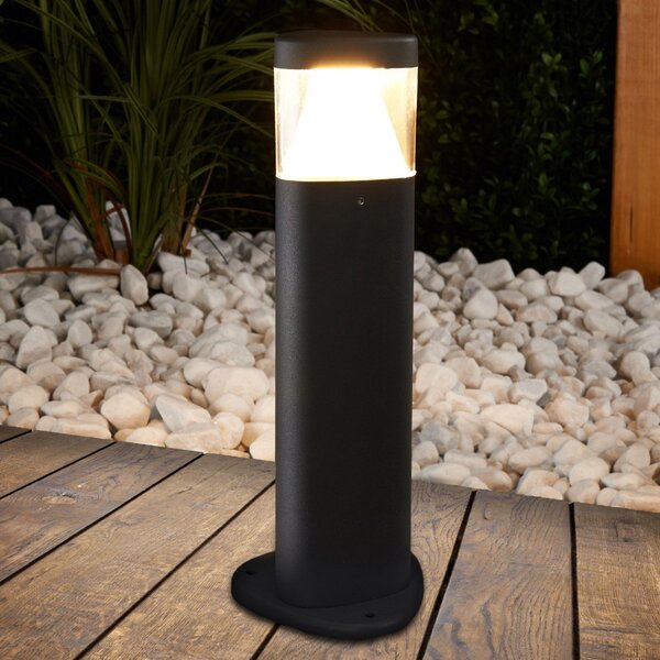 Lucande LED podstavna svetilka Milou, višina 30 cm, antracit, aluminij, Črna, Kovina, Sodobni
