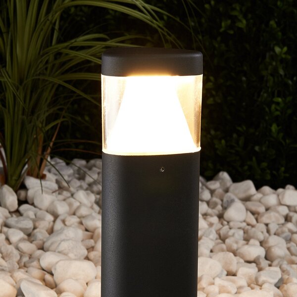 Lucande LED podstavna svetilka Milou, višina 30 cm, antracit, aluminij, Črna, Kovina, Sodobni