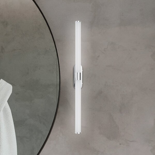 Briloner LED stenska svetilka Runt, dolžina 60 cm, krom, 4.000 K, IP44, Kovinska, Kopalnica, Plastika, Sodobni