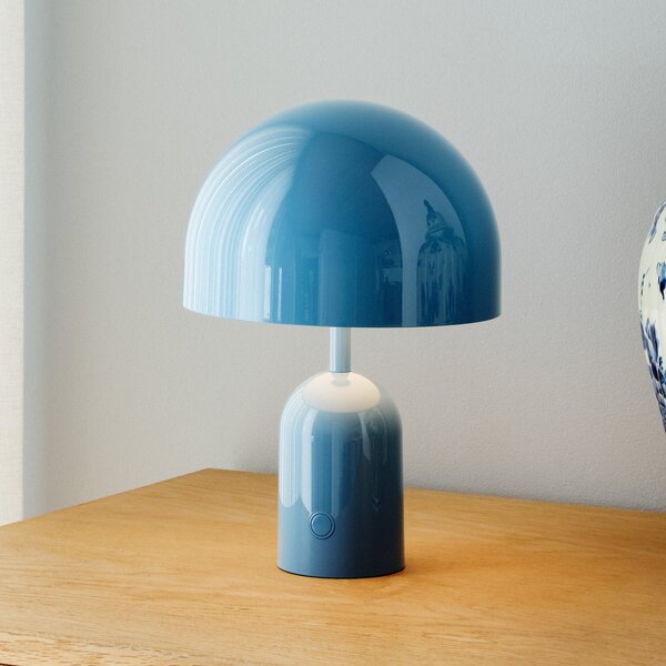 Tom Dixon Akku-Tischlampe BELL PORTABLE, svetlo modra 28 cm IP44, zatemnjen, Modra, Dnevna soba / jedilnica, Plastika, Dizajn