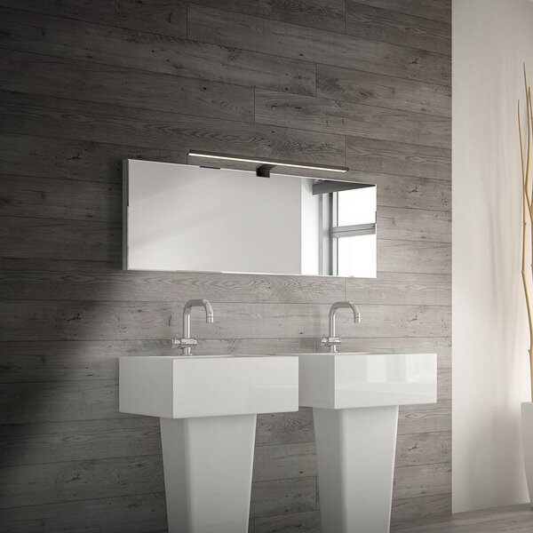 Briloner LED-ogledalo Dun 2 v 1, črno mat, IP44, dolžina 50 cm, Črna, Kopalnica, Plastika, Sodobni