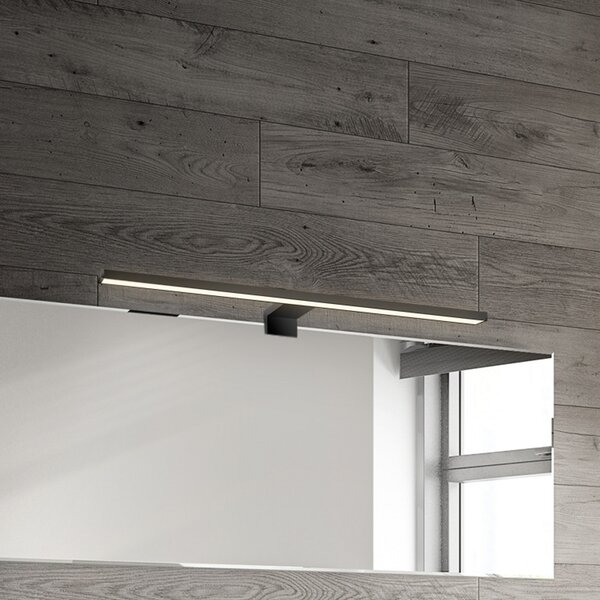 Briloner LED-ogledalo Dun 2 v 1, črno mat, IP44, dolžina 50 cm, Črna, Kopalnica, Plastika, Sodobni