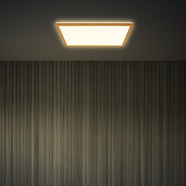 Briloner LED stropna svetilka Tava Wood, 42 x cm, plastika, 3.000 K, Les, Dnevna soba / jedilnica, Plastika