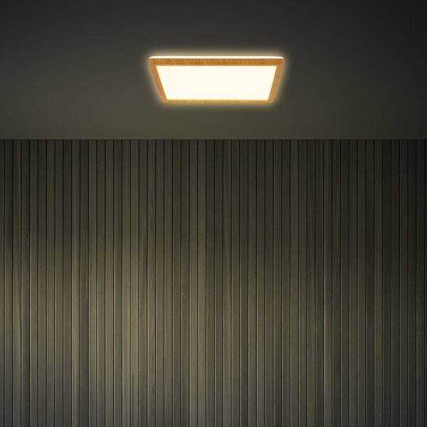 Briloner LED stropna svetilka Tava Wood, 29 x cm, plastika, 3.000 K, Les, Dnevna soba / jedilnica, Plastika