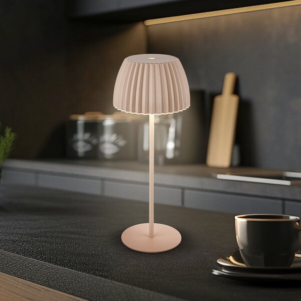 Briloner LED-akumulatorska namizna svetilka Brilo unplugged Riffle, 36 cm, bež, zatemnjen, Bež, Dnevna soba / jedilnica, Kovina