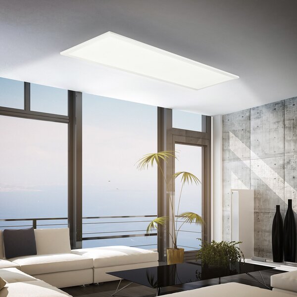 Briloner LED-panel Simple 100 x 25 cm, bel, ultraplosk, IP44, 4000 K, Bela, Študija / pisarna, Kovina