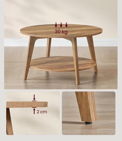 Klubska mizica NORDIC, 80×45cm, rjava Vasagle