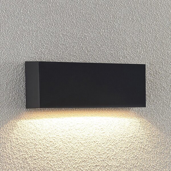 Lindby LED zunanje stensko svetilo Jarte, 24 cm, navzdol, siva, IP65, Črna, Plastika, Sodobni, Stenska vtičnica spodaj