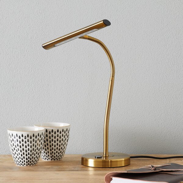 Trio Lighting Curtisova namizna svetilka LED z možnostjo upogibanja, antična medenina, zatemnjen, Bronasta / starinska medenina, Študija / pisarna, Kovina, Sodobni