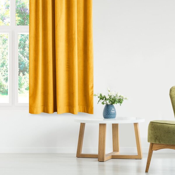 Rumena žametna zavesa za delno zatemnitev 140x245 cm Eyelets – Restilo