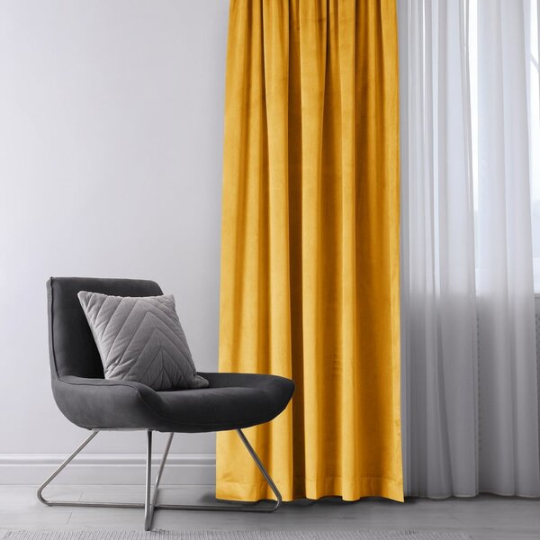 Rumena žametna zavesa za delno zatemnitev 140x245 cm Eyelets – Restilo