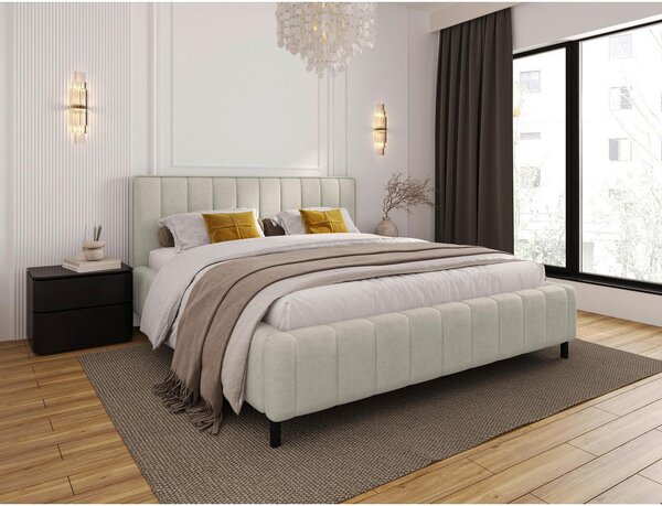 OBLAZINJENA POSTELJA 140 cm x 200 cm , tekstil bež