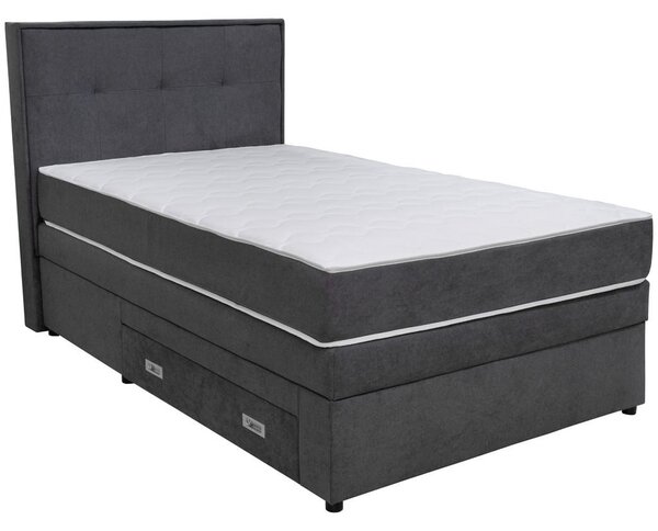 POSTELJA BOXSPRING 120 cm x 200 cm , les, tekstil, leseni material temno siva