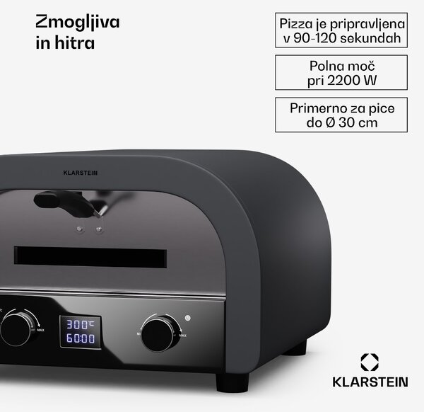 Klarstein FornoVetro, peč za pizzo, dvojni grelni elementi, 2200 W, 550 °C, Cool Touch, notranja in zunanja